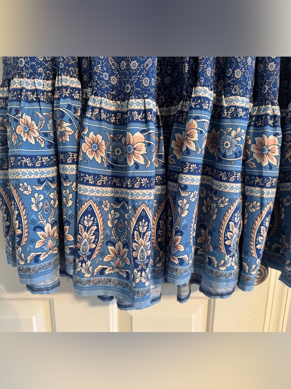 Natural Life Hanna Convertible Maxi Skirt or Strapless Dress Blue Floral Sz Med - Picture 4 of 11